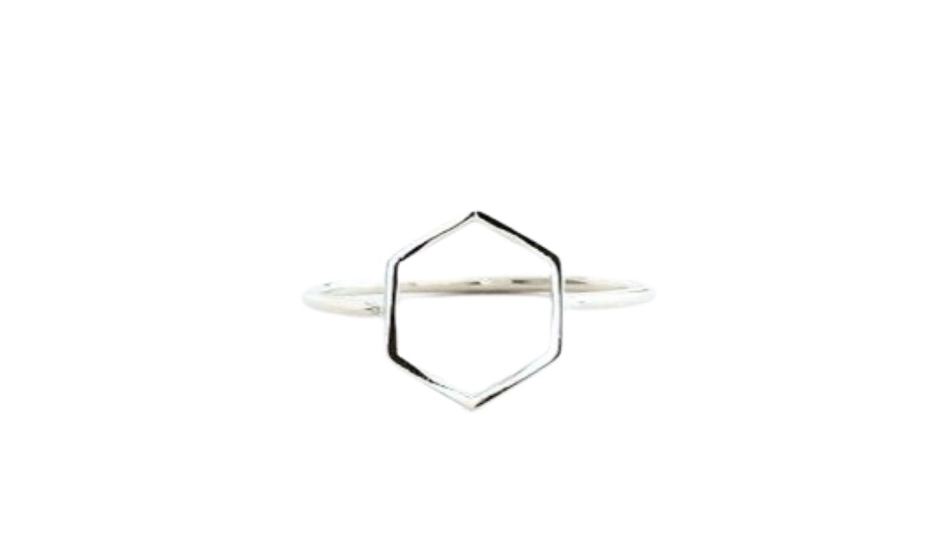 Hexagon dainty ring
