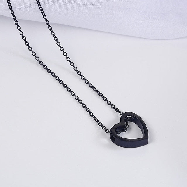 Fashion Design Black Heart Necklace Gold Silver color simple Hollow Jewellery The best of birthday treat