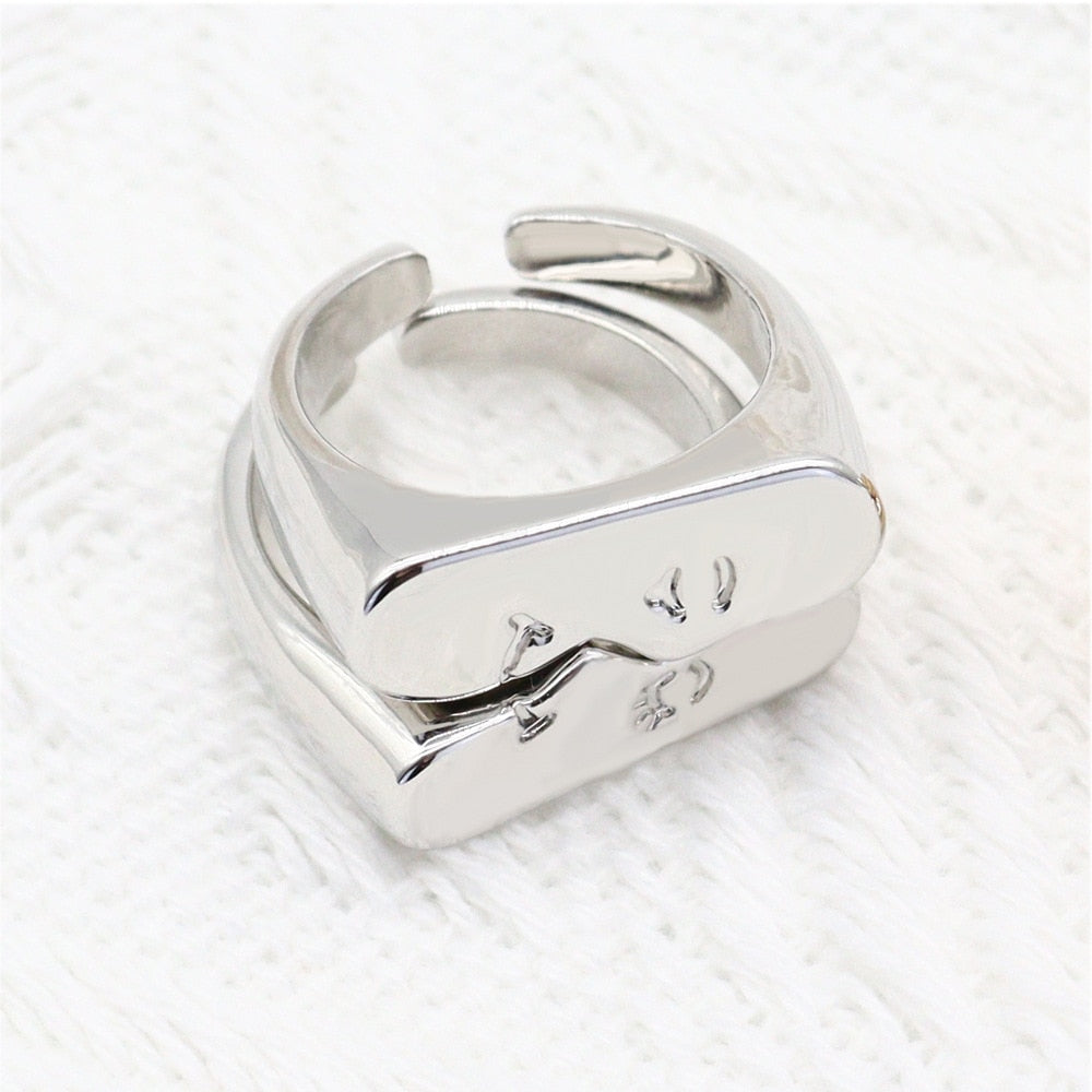 Unique Abstract Face Pair Ring